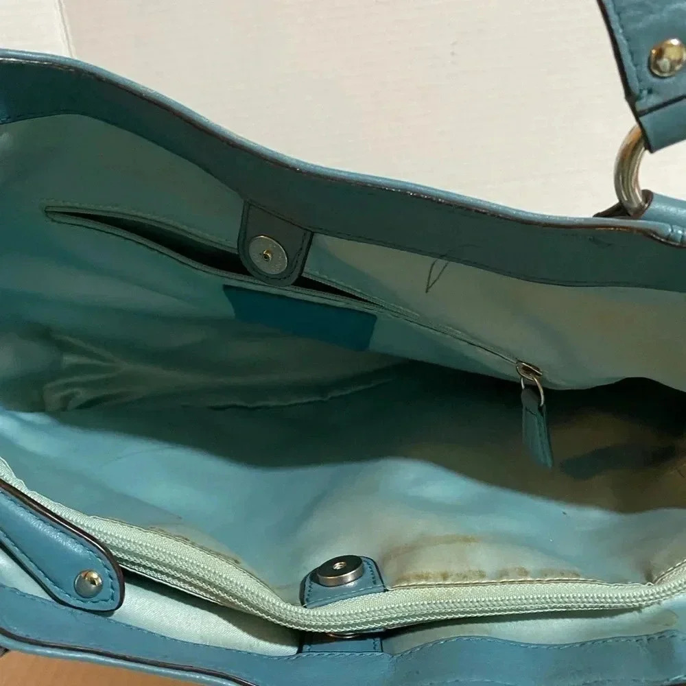 Coach vintage blue leather shoulder handbag - Picture 5 of 13